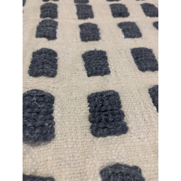 Serena & Lily Cotton Woven Checker Pillow Cover 21"x 22" Blue/White - Picture 5 of 8